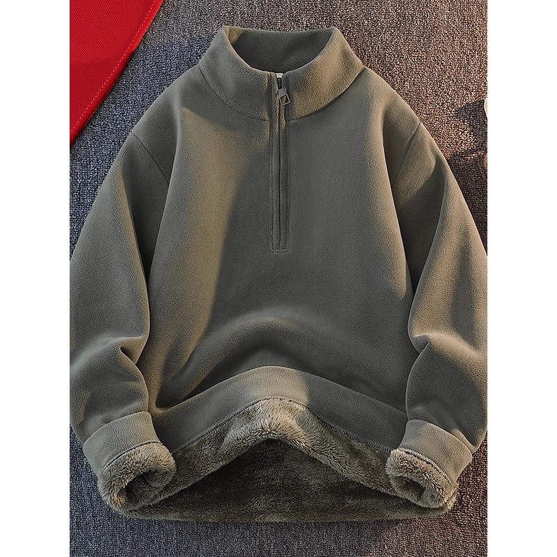 奥粒绒卫衣男秋冬加绒加厚半高中领长袖2025新款保暖无帽打底上衣