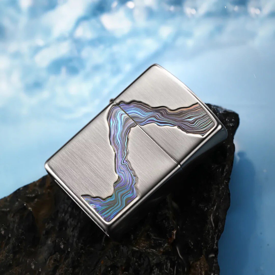 Zippo 官方正品之宝打火机拉丝镀银川流不息煤油防风个性创意送礼