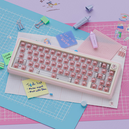 UR65蓝/粉/红色键盘客制化套件三模Gasket热插拔RGB支持QMK/VIA