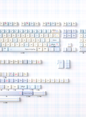 BeeFun蓝/粉色格子花园键帽PBT热升华MOA原厂高度适ATK等机械键盘