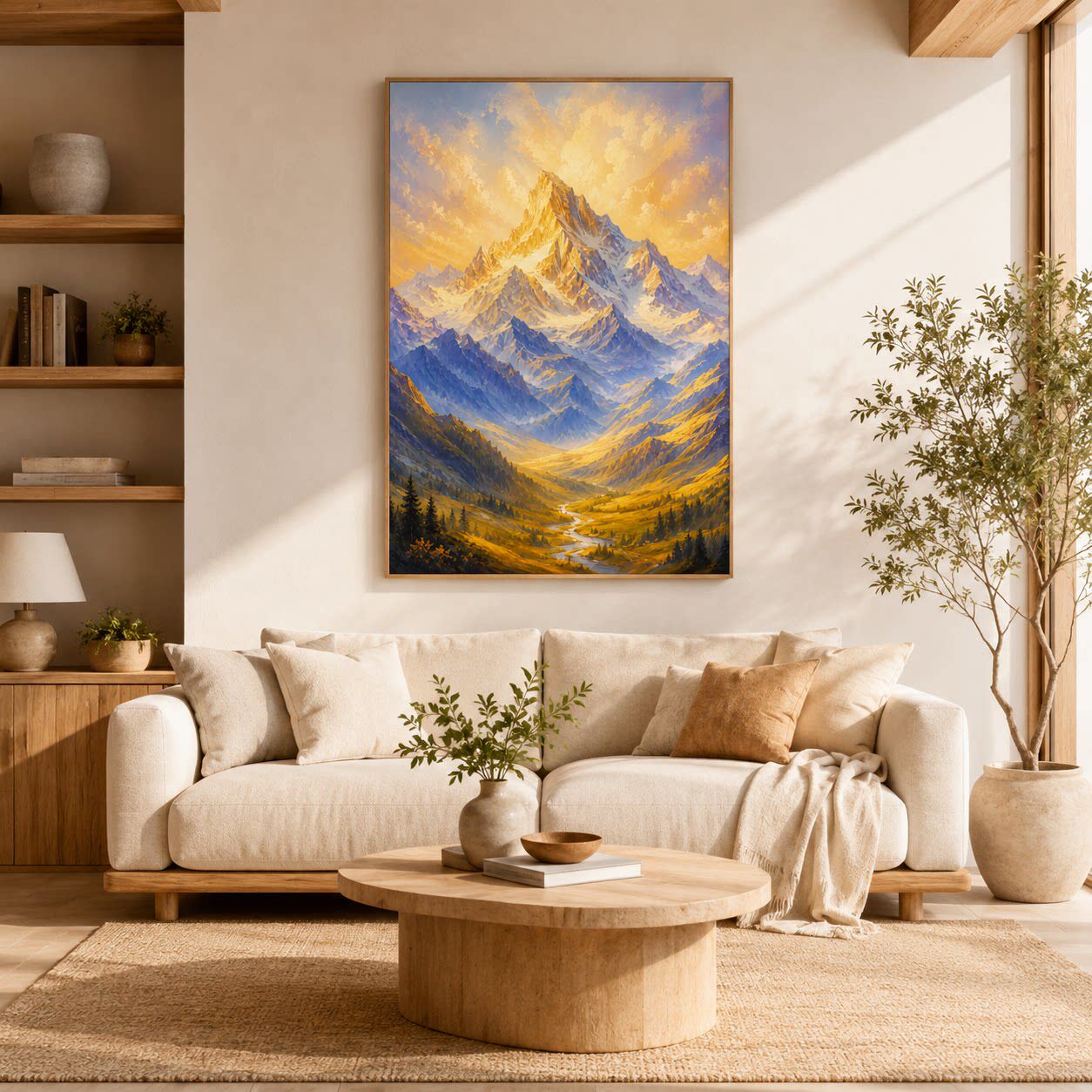 源头手绘油画雪山日照金山工程酒店民宿装饰画批量代发定制款
