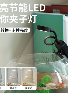 可充电式USB夹灯观赏灯迷你造景专用小型小灯无线氛围水草灯防水