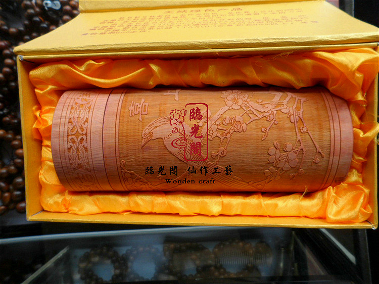 新品红豆杉喜上眉梢保健杯茶具木雕喜庆礼品杯无漆茶杯 原木水杯