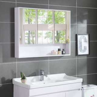实木挂墙式浴室镜单独卫生间洗脸镜柜洗手间吊柜带置物储物镜子ZC