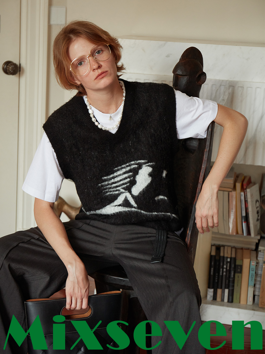 MIXSEVEN宽松复古马甲毛织背心