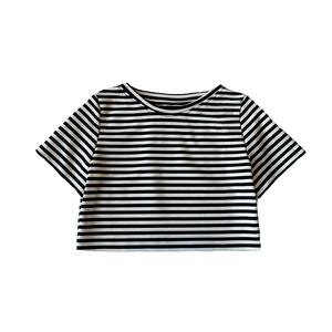 条纹短款t恤女短袖小个子