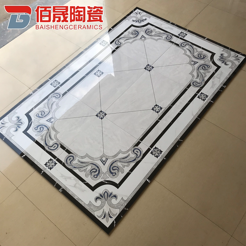 客厅地砖拼花800餐厅入户玄关仿水刀拼图走廊过道无限拼瓷砖造型