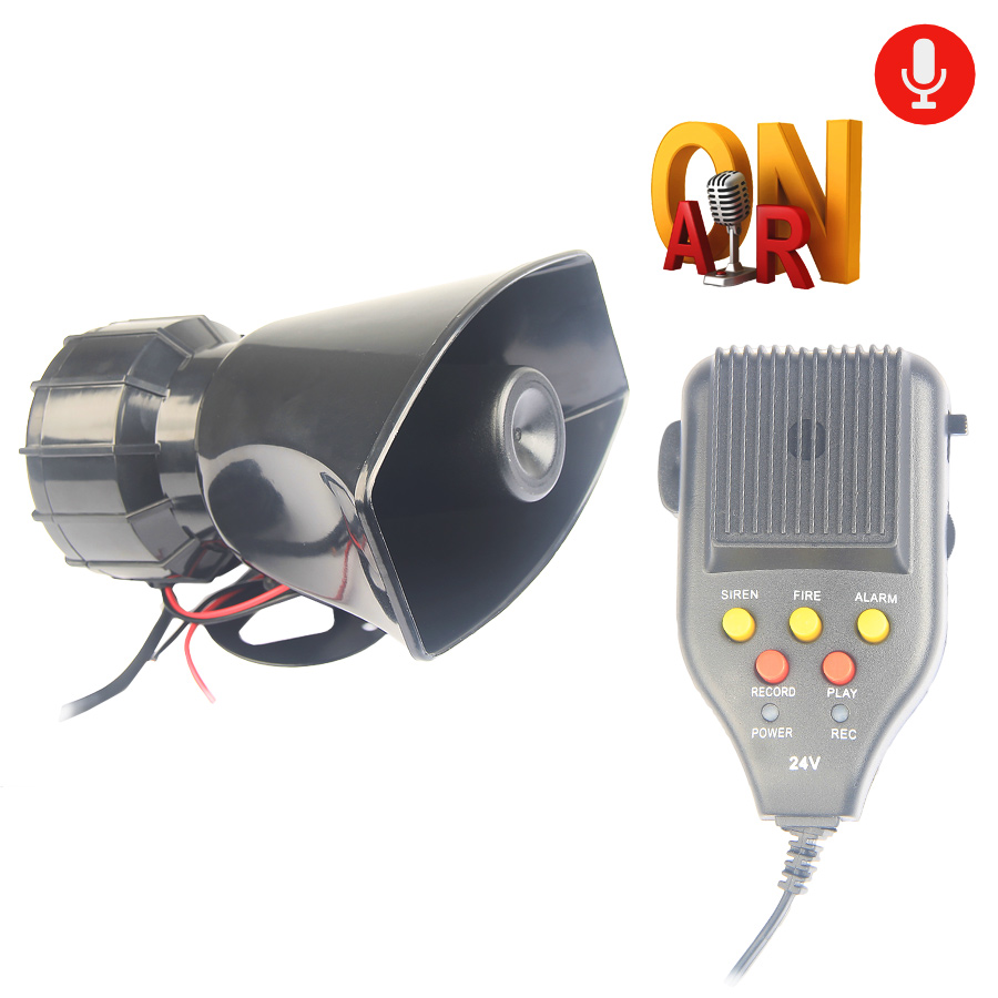 改装件汽车喇叭高音录音喊话器12V/24V 车载警报扬声器语音宣传车