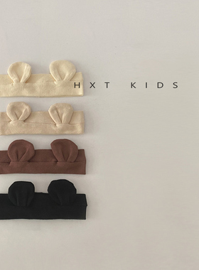 婴儿发带夏季薄款超萌可爱小熊套头护卤门帽子0-1岁洋气纯色头带