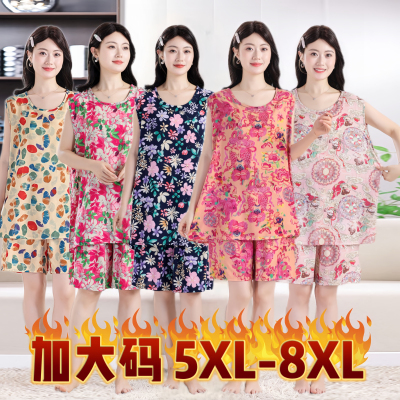 夏季新款胖mm大码睡衣套装