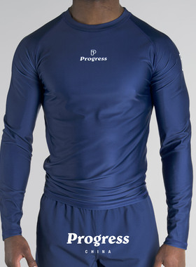 PROGRESS 学院款 长袖深蓝色 防磨衣 无道服巴西柔术BJJ男女官
