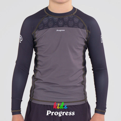 PROGRESS 烟紫唐骷髅 少儿长袖 防磨衣 巴西柔术NOGI 官方直营