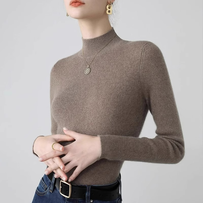 半高领修身羊绒衫女打底衫