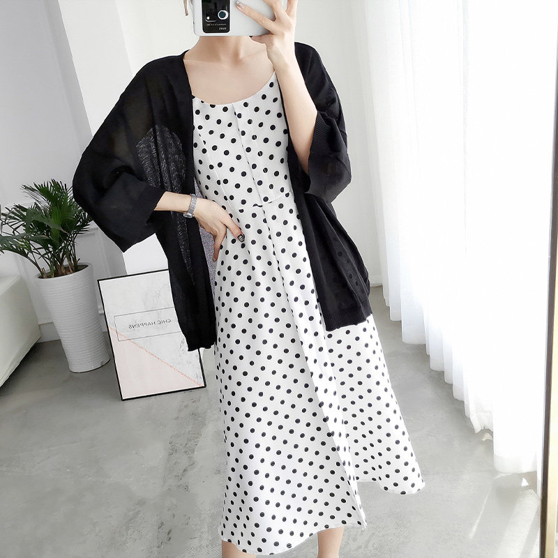 여성용 자외선 차단 의류 얇고 다용도 루즈하고 슬림한 아이스 실크 니트 가디건 한국식 게으른 스타일 숄 쇼트 코트