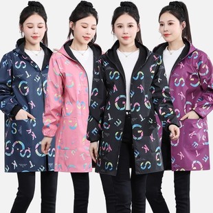 加绒加厚罩衣时尚 连帽工作服 字母印花围裙女厨房家用防水防油长袖