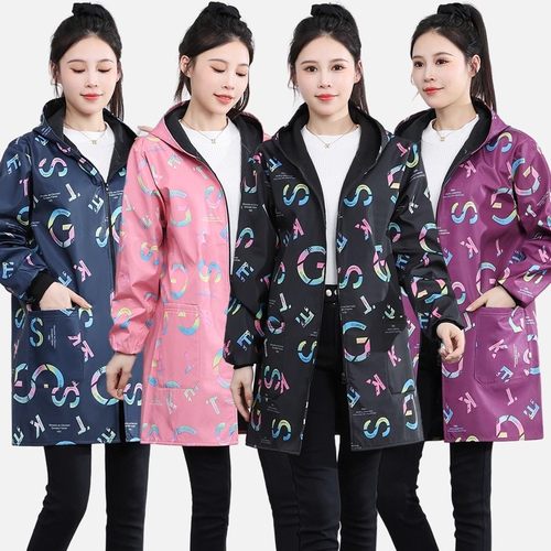 时尚字母围裙加绒加厚罩衣工作服