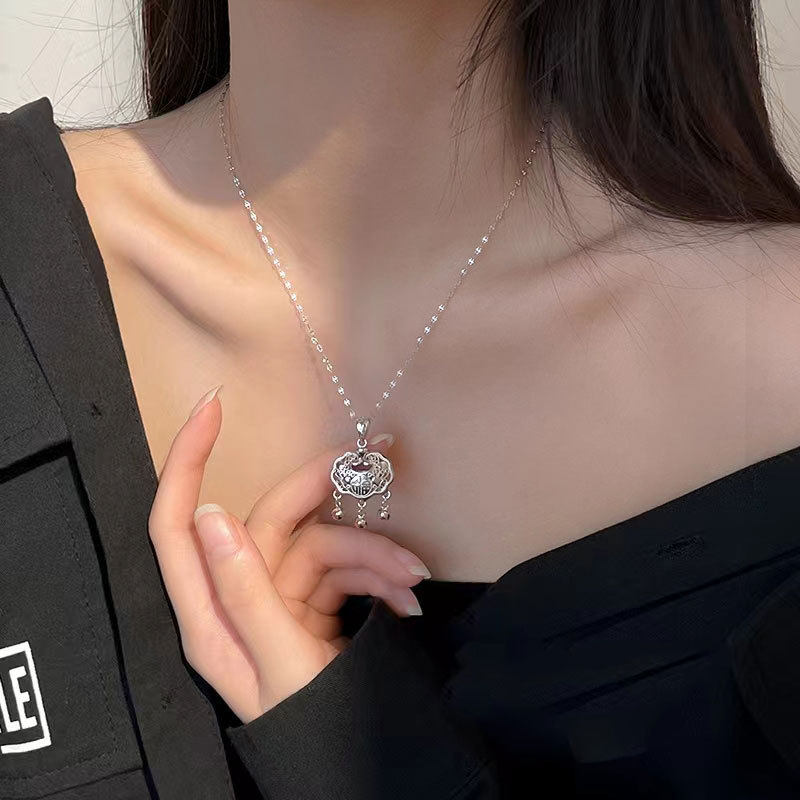 S925纯银新中式如意平安锁项链