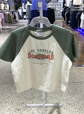 MLB正品女款虞书欣同款复古胶片短款撞色休闲T恤25夏季3FTSV0853