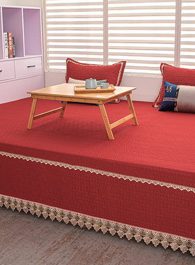 榻榻米床盖高级红色现代简约踏踏米纯棉炕垫农村土炕超大床单4米