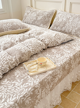 加厚牛奶绒床盖四件套冬季珊瑚绒榻榻米床盖农村土炕盖3m床单定制