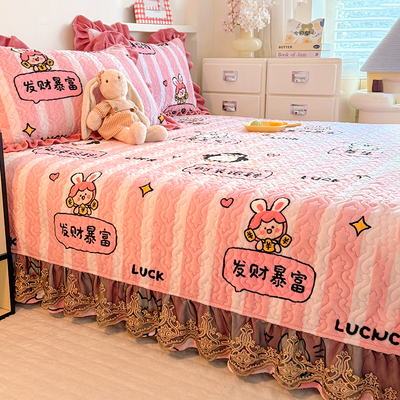 可定制牛奶绒榻榻米床盖四件套防滑加厚炕单保暖炕罩珊瑚绒炕盖3m