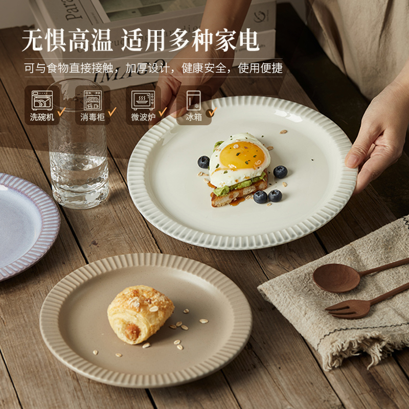 陶瓷圆盘菜盘汤盘2只装特价
