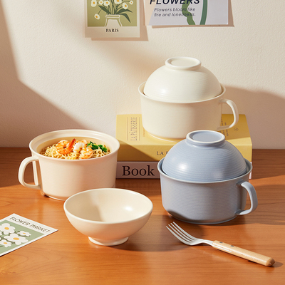 陶瓷带盖泡面杯一人食