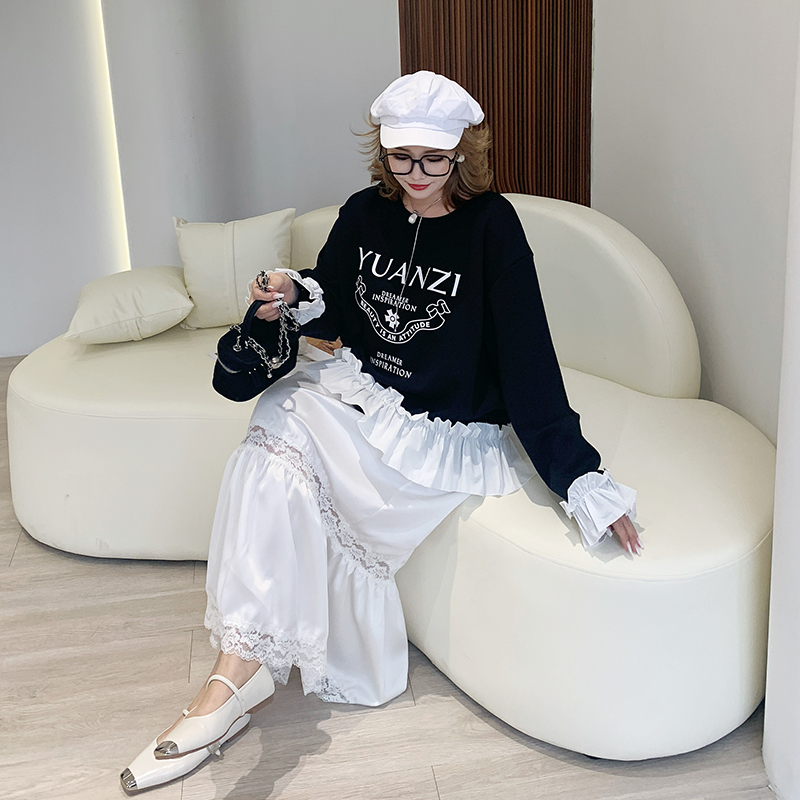 媛子家大码女装春季新款宽松韩版胖mm通勤白色韩系光泽缎面半身裙