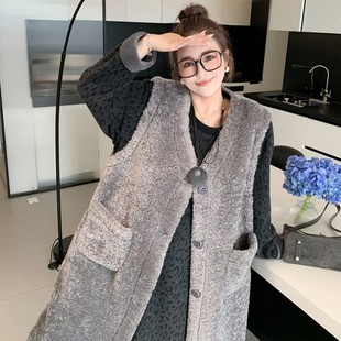 百搭摇粒绒毛绒长款 胖mm6色休闲马夹时尚 马甲外套 冬季 媛子家大码