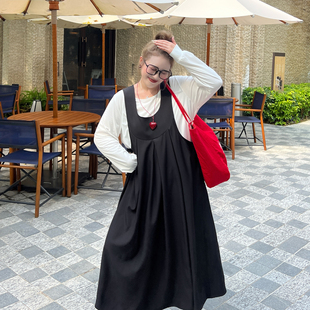 【年末6折】媛子家大码秋季韩版百搭减龄无袖胖mm背带裙连衣裙女