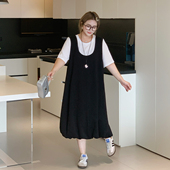 5折清仓 媛子家大码 夏季 假两件显瘦韩版 花苞裙宽松连衣裙气质