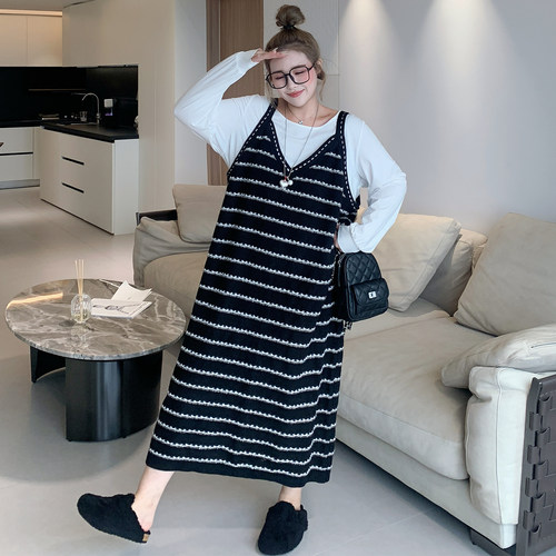 媛子家大码秋季背心裙毛衣休闲时尚百搭宽松显瘦吊带外搭罩裙胖mm