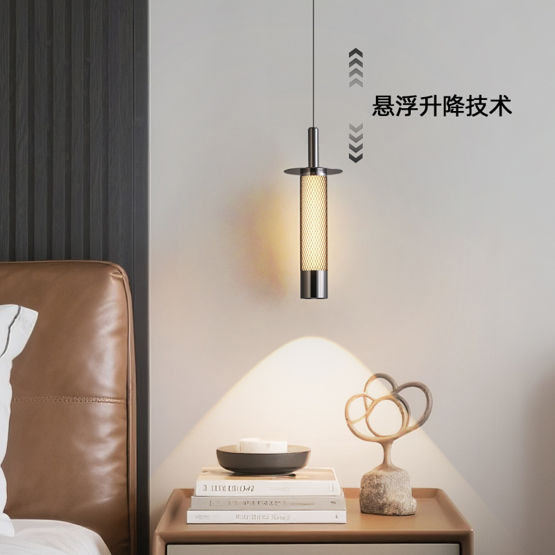 卧室床头吊线灯2025新款意式极简高级感玄关吧台单头氛围感小吊灯