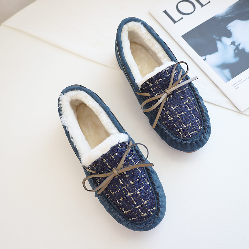 豆豆鞋女秋冬加绒加厚平底女休闲懒人保暖大码软底4143棉鞋子