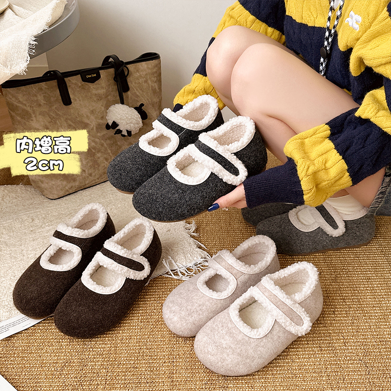 加绒内增高玛丽珍勃肯鞋