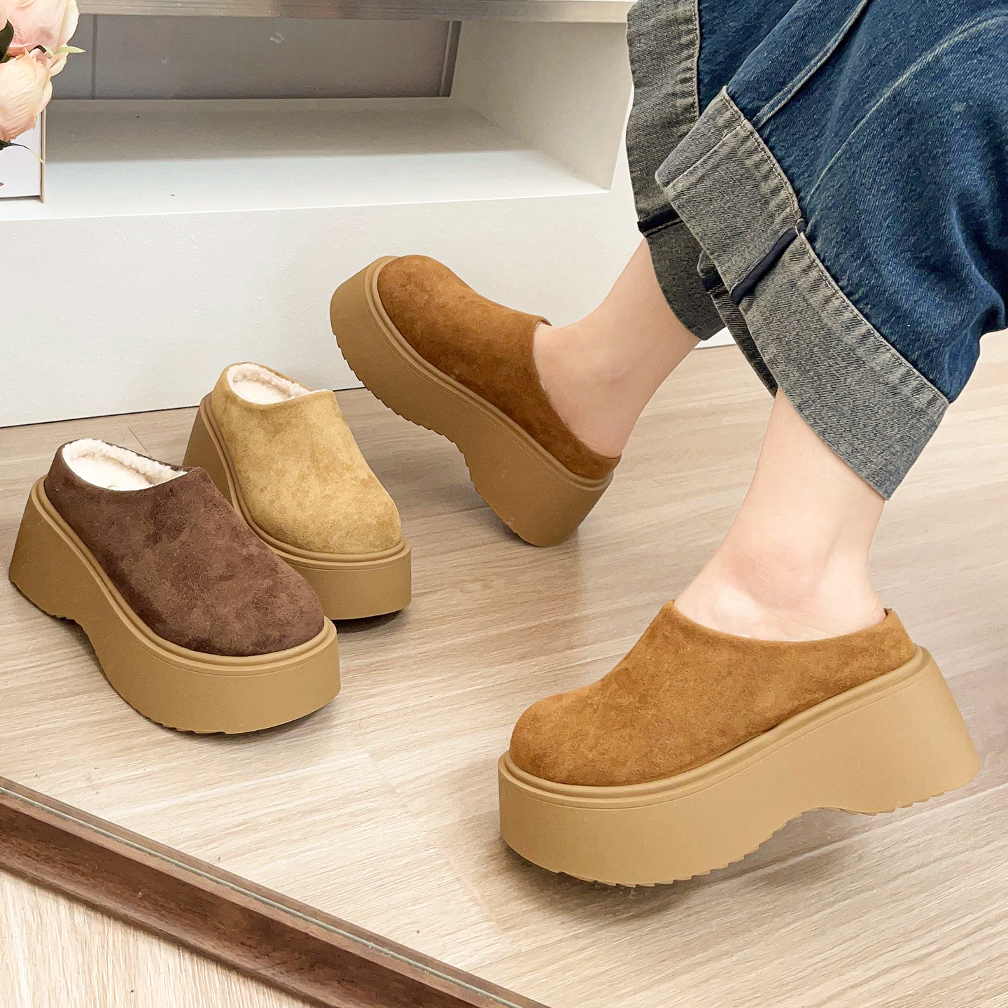 厚底勃肯鞋包头半拖鞋女外穿