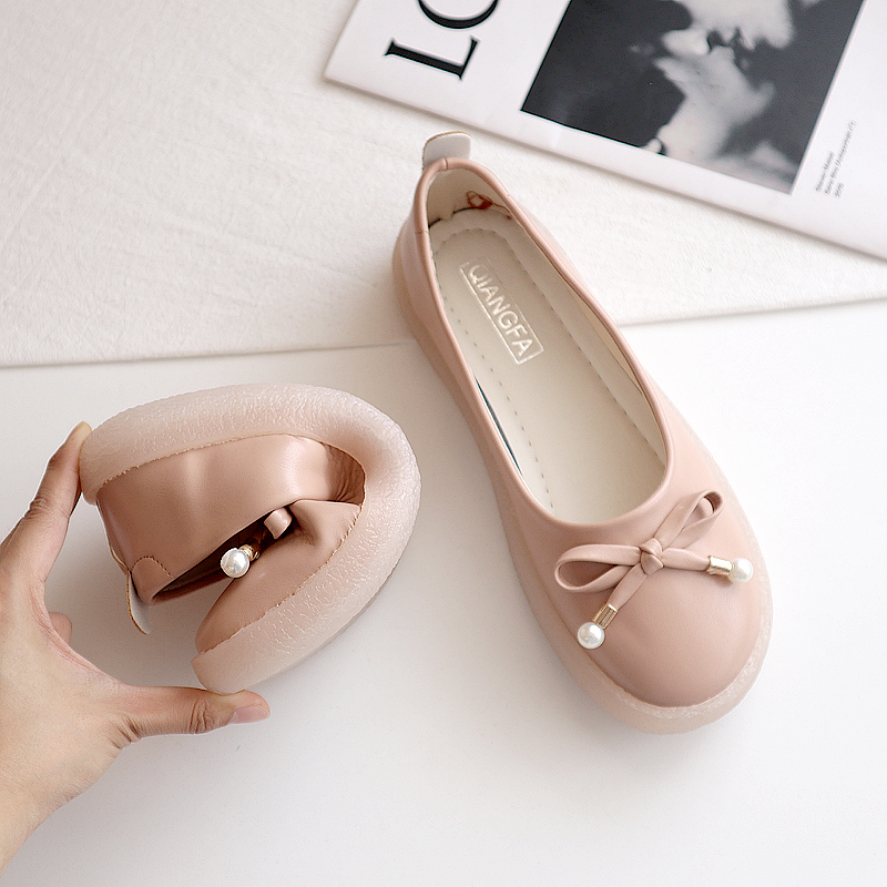 豆豆鞋女春夏新款韩版百搭一脚蹬软底护士瓢鞋蝴蝶结孕妇单鞋