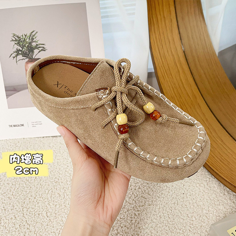 袋鼠勃肯~包头内增高半拖鞋女