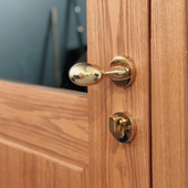 美式 门锁pvd亮金室内房门锁椭圆鸭蛋形木门把手轻奢金色静音门锁