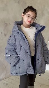 祖赫童装25冬季新款男女童中长款刺绣爱心羽绒服儿童90绒羽绒外套