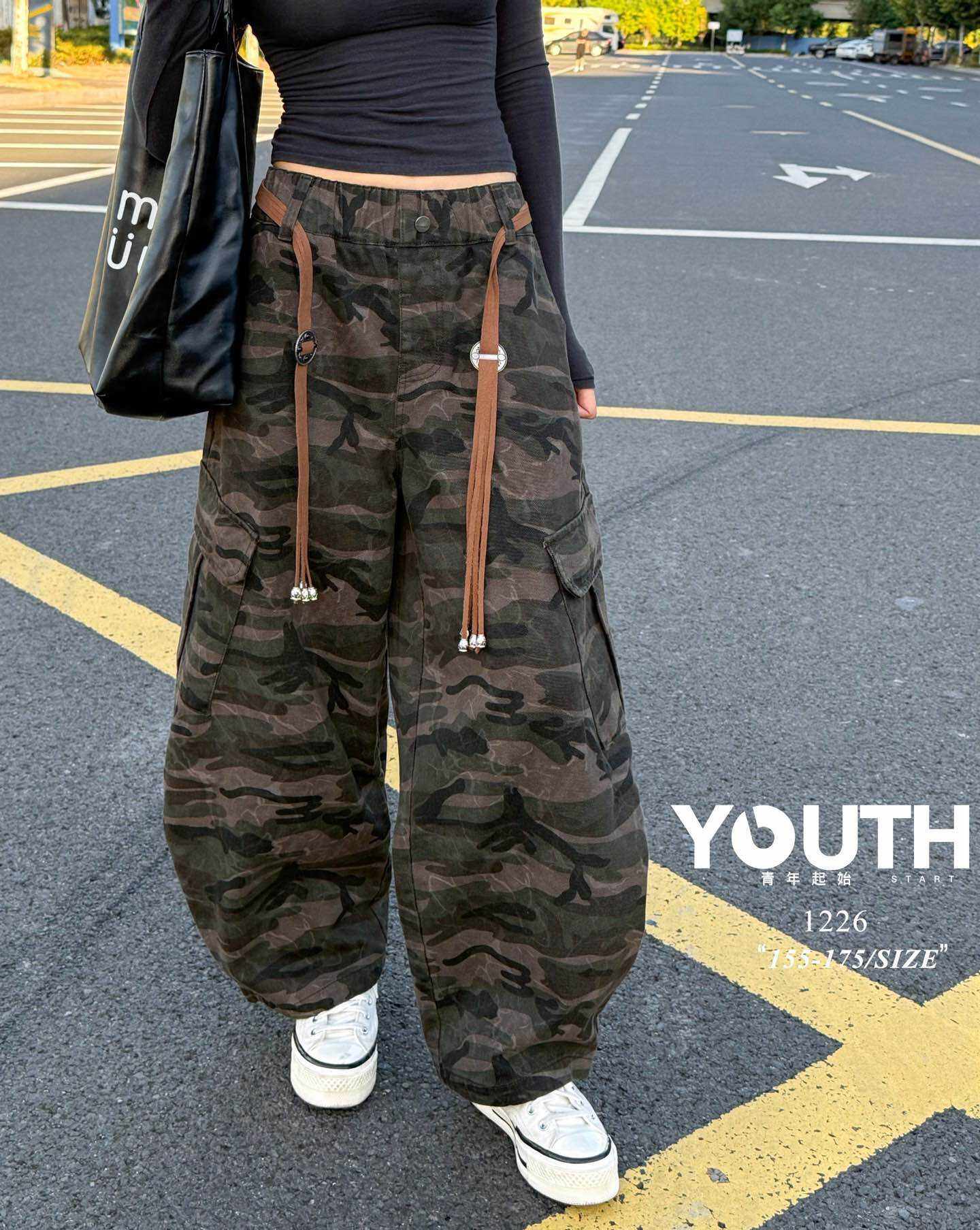 青少年童装25春款新款儿童中大童男女童直筒休闲迷彩裤子运动裤