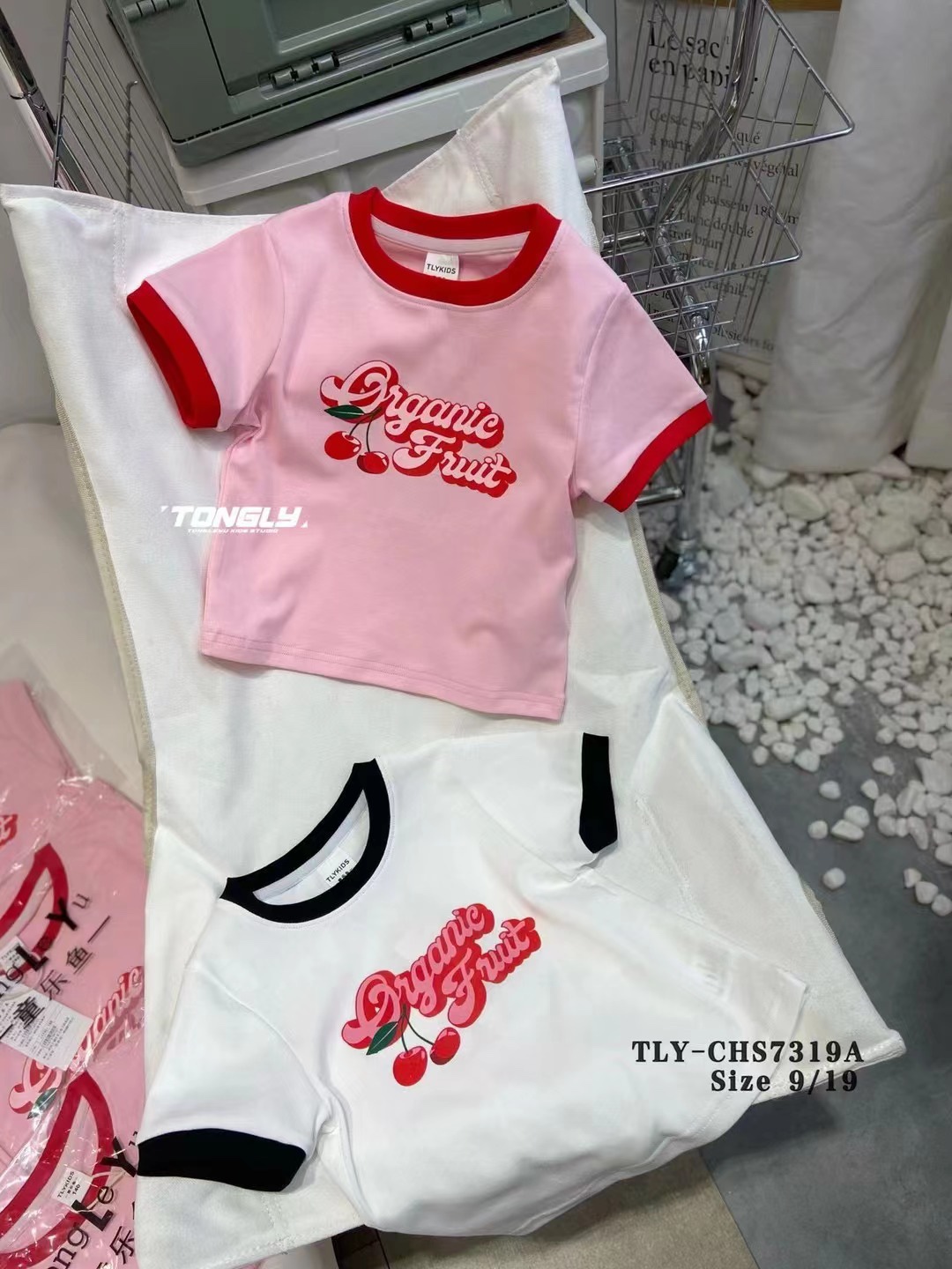 韩国童乐鱼品牌童装23新款夏款儿童女童短袖短款T恤爆上衣体恤