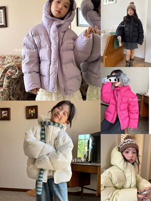 木莎品牌童装25冬季新款男女童中长款泡芙羽绒服儿童90绒羽绒外套