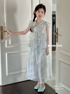 吾束品牌童装26新款夏款韩版儿童中大童女童中国风公主汉服裙子