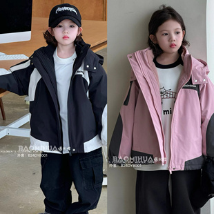 爆米哗一衣三穿24冬男女可拆卸摇粒绒外套连帽三合一冲锋衣外套潮