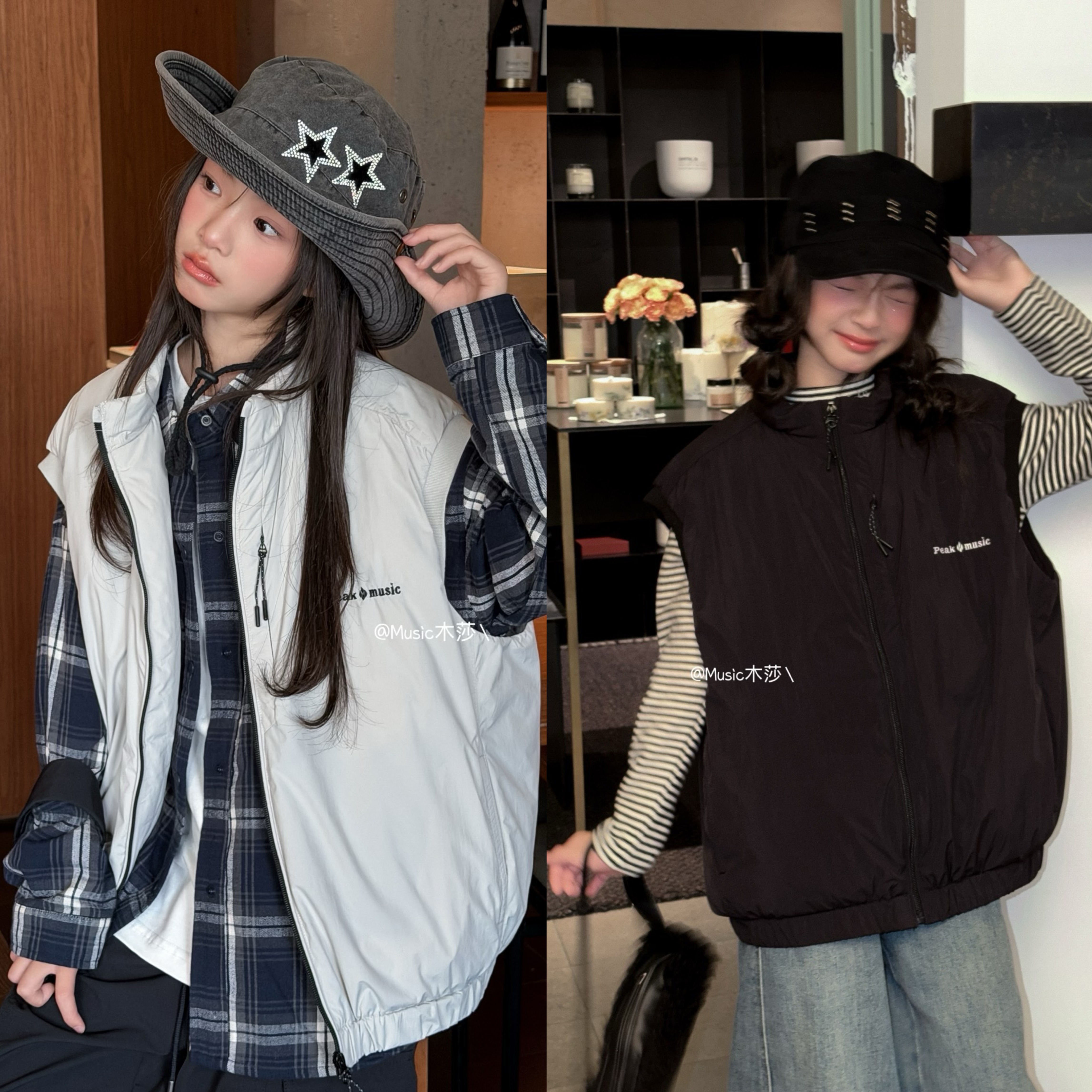 music26秋冬季新款男童女童韩版宽松休闲薄棉马甲中大童百搭坎肩