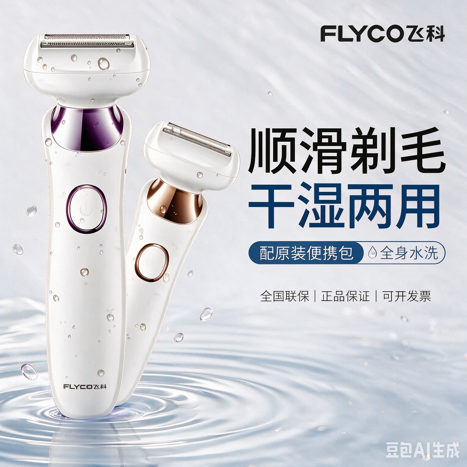 飞科5501电动剃毛器女士全身水洗干湿两用充电式脱毛器精选