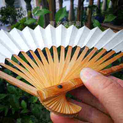 新品18节去皮留节罗汉竹文玩折扇95寸十八方十八罗汉老烟杆空白宣