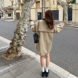 【】宽松格纹拼接翻领短款风衣外套MMJ8008-P155-K218现货，女装风衣，浙宝233
