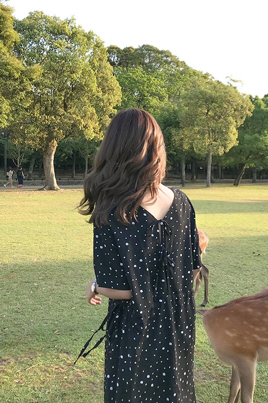现货夏款后背绑带波点连衣裙MMJ267-P85-K138,女装连衣裙,浙宝233